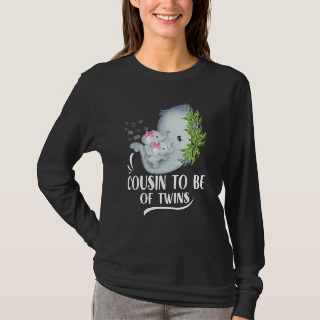 Camiseta Primo De Gêmeas Gêmeas Bebê Elefante Bab (Frente)