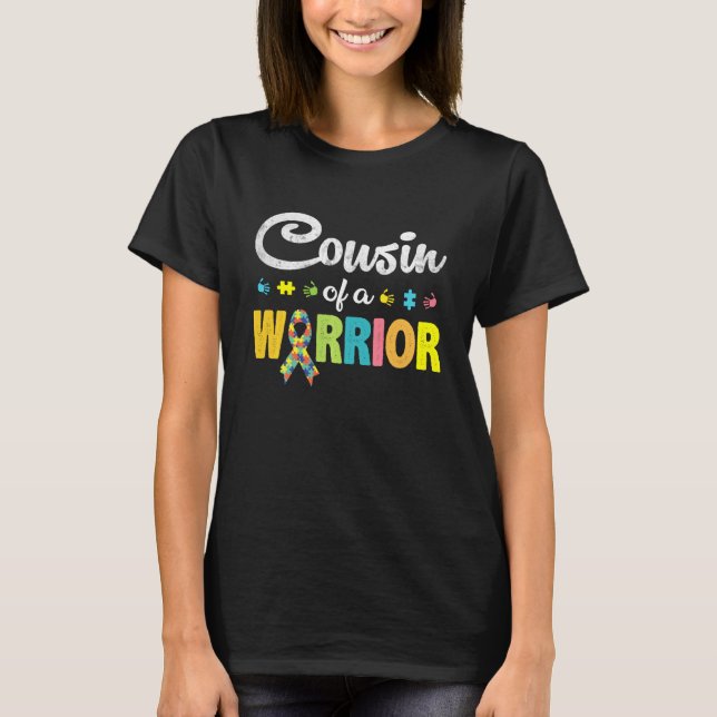 Camiseta Primo de um guerreiro Autismo Consciência Porque s (Frente)