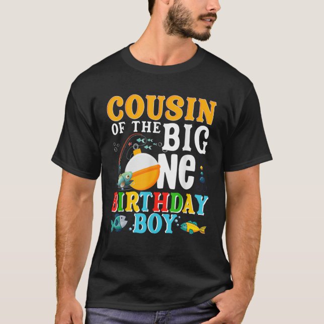 Camiseta Primo Do Aniversário Garoto De Peixe Só Um Nascime (Frente)