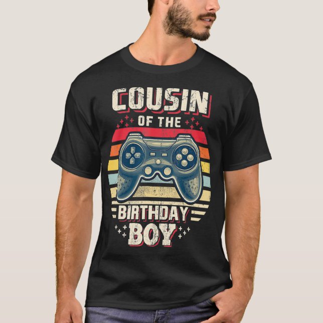 Camiseta Primo do Birthday Boy Matching Video Game Bir (Frente)