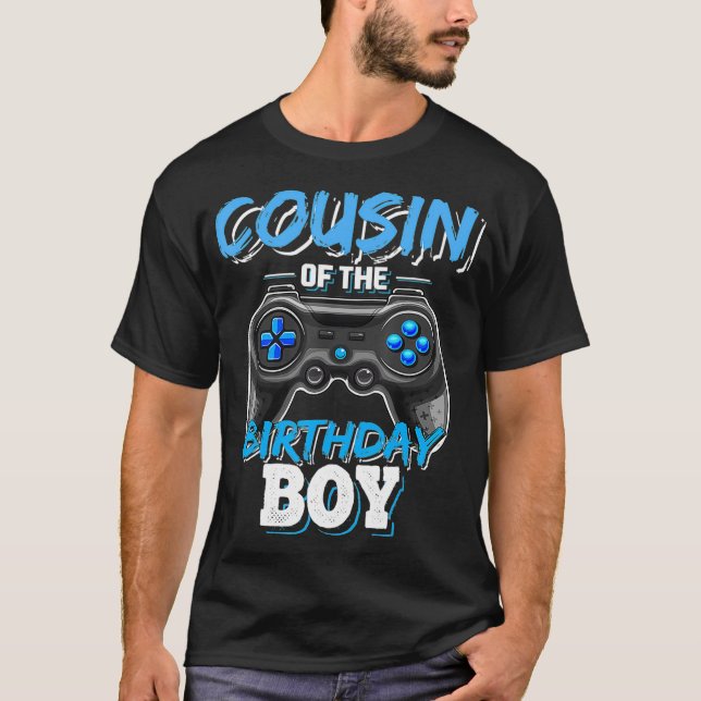 Camiseta Primo do Birthday Boy Matching Video Game Bir (Frente)
