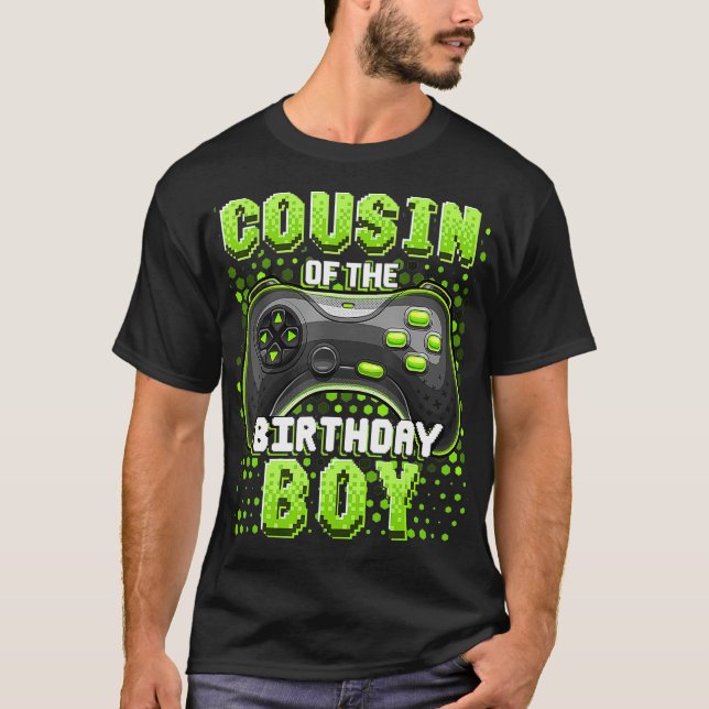 Camiseta Primo do Birthday Boy Matching Video Game Bir (Frente)