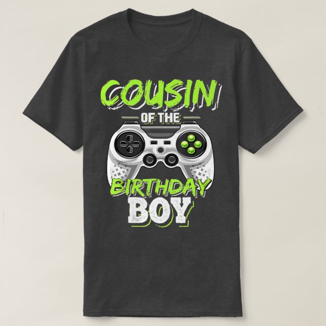 Camiseta Primo do Birthday Boy Matching Video Game Bir (Frente do Design)