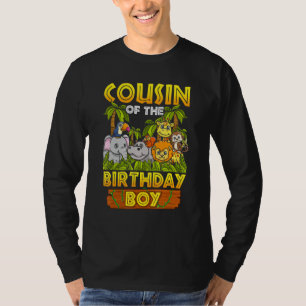 Camiseta Primo Do Birthday Boy Safari Zoo Wild Animal