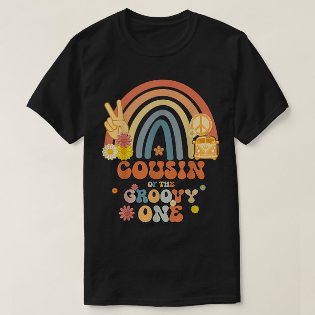 Camiseta Primo do Groovy One Rainbow Boho Par de Aniversári (Frente do Design)