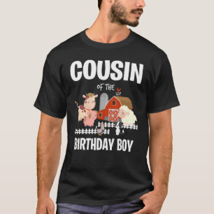 Camiseta Primo do Menino do Aniversário Animal de Fazenda V