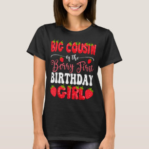 Camiseta Primo grande de morango menina de primeiro anivers