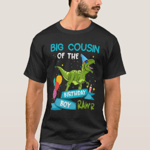Camiseta Primo Grande Do Garoto De Aniversário Rawr Rex Din