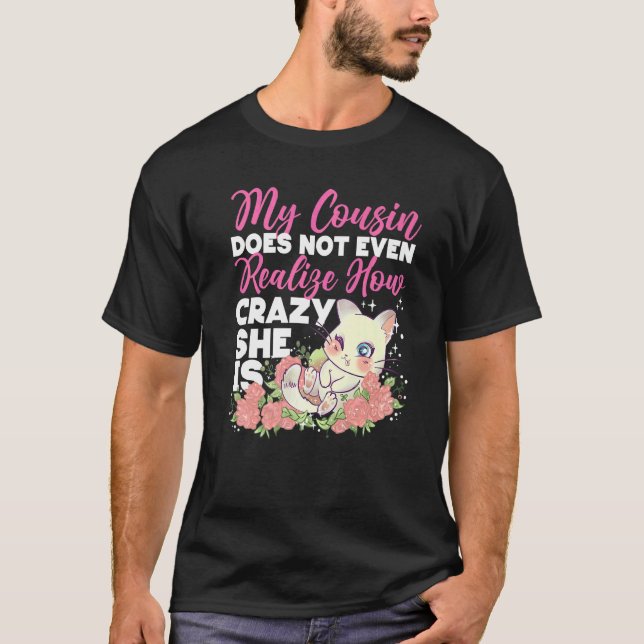 Camiseta Primo Louco Gatinho Fofo Com Rosas (Frente)