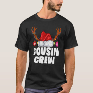 Camiseta Primo Natal Crew Santa Hat Reindeer Antlers L