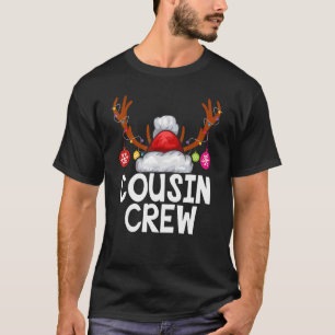 Camiseta Primo Natal Crew Santa Hat Reindeer Antlers L