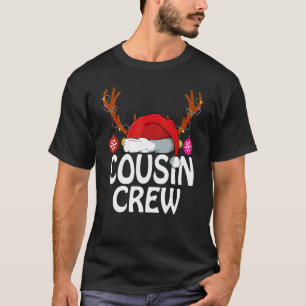 Camiseta Primo Natal Crew Santa Hat Reindeer Antlers L