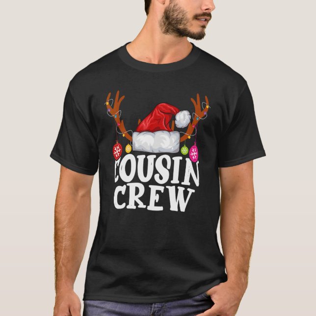 Camiseta Primo Natal Crew Santa Hat Reindeer Antlers L (Frente)