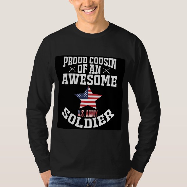 Camiseta Primo Orgulhoso De Um Incrível Soldado Americano (Frente)