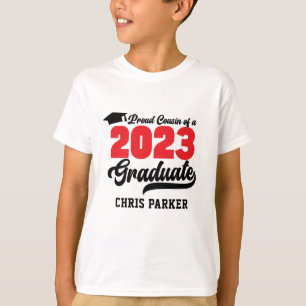 Camiseta Primo Orgulhoso de um script vermelho-preto de 202