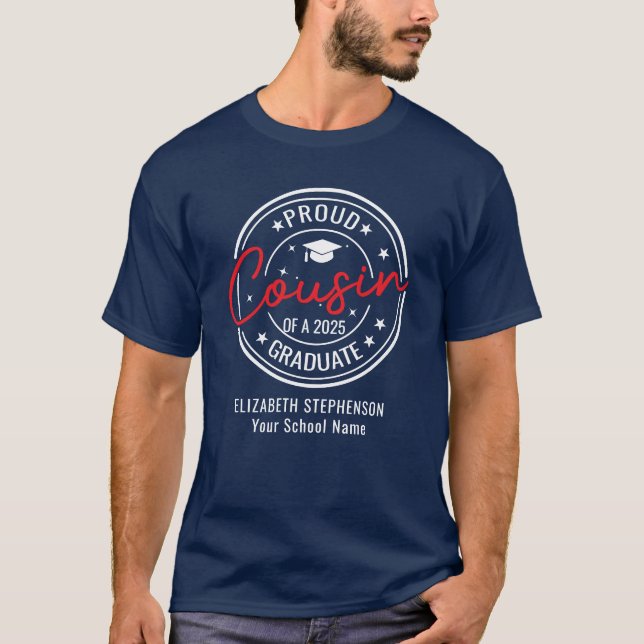 Camiseta Primo Orgulhoso do formando - coordenando a famíli (Frente)