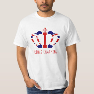 Camiseta Prince Charming   Union Jack Crown   Engraçado