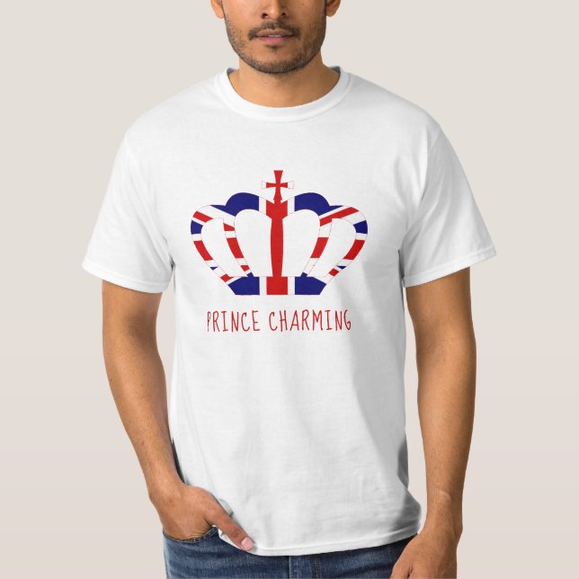 Camiseta Prince Charming | Union Jack Crown | Engraçado (Frente)