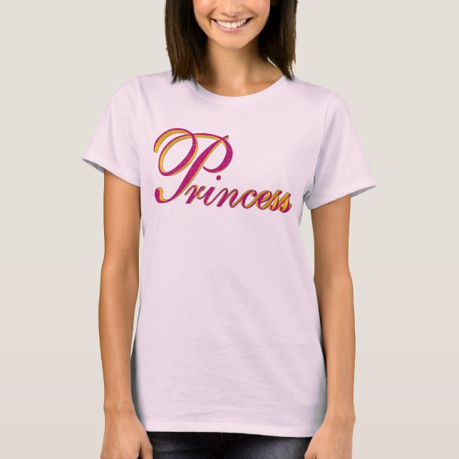 Camiseta Princesa 3D Rosa & Dourado (Frente)