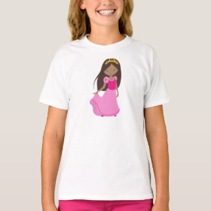 Camiseta Princesa Afro-Americana, Rainha, Coroa, Ball Gown