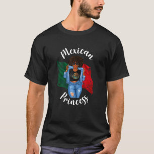 Camiseta Princesa Afro Mexicana Feminina Bandeira do México