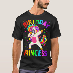 Camiseta Princesa Aniversário Dabbing Girls Unicorn