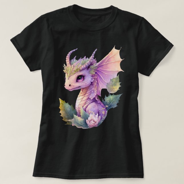 Camiseta Princesa Bebê Dragão com Gráfico de Cavalos (Frente do Design)