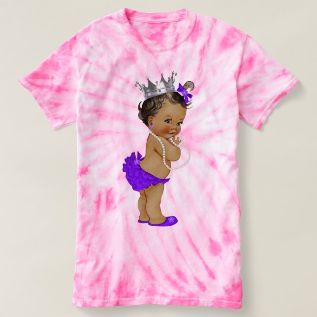 Camiseta Princesa Bebê Étnica e Pérolas (Frente do Design)