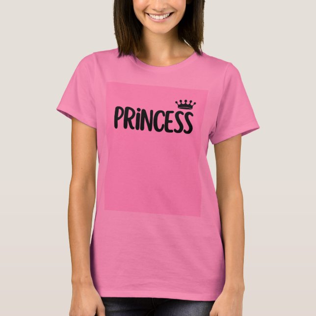 Camiseta Princesa | Blusa Rosa Fofa com Coroa | Fe (Frente)