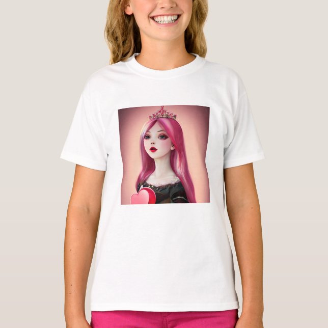 Camiseta Princesa bonito de Pink com Tiara (Frente)