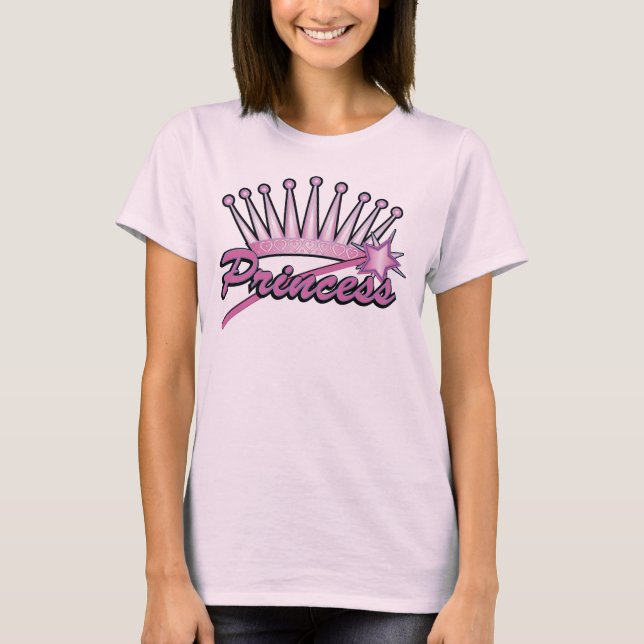 Camiseta Princesa cor-de-rosa Coroa (Frente)