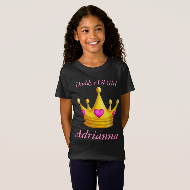 Camiseta Princesa Coroa da menina do Lil do pai (Frente Completa)