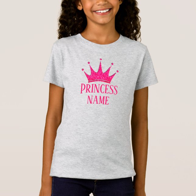 Camiseta Princesa Coroa Rosa... Adicionar nome a T-Shirt (Frente)