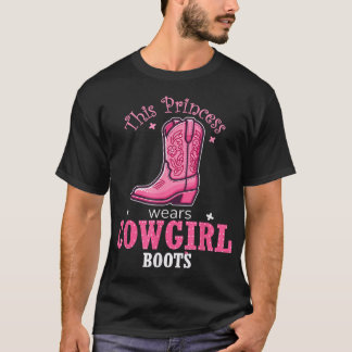 Camiseta Princesa Cowgirl Veste Botas do Cowboy Ocidental