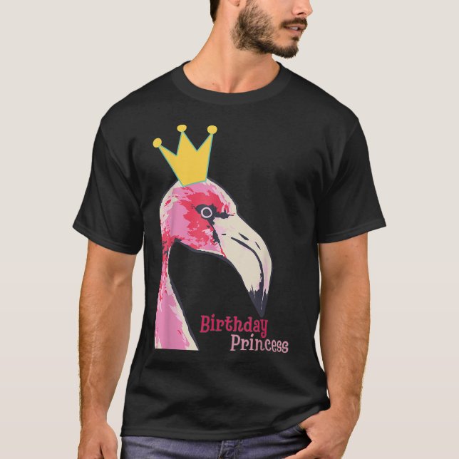 Camiseta Princesa de aniversário Flamingo | Flamingo-Cute (Frente)