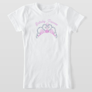 Camiseta Princesa de aniversário rosa e prata, Tiara