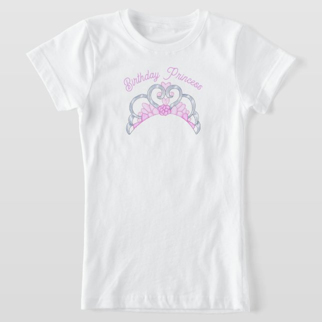 Camiseta Princesa de aniversário rosa e prata, Tiara (Postura )