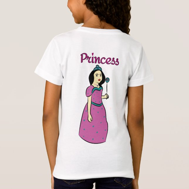 Camiseta Princesa de Cartoon Elegante a Rosa (Verso)