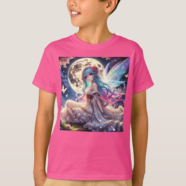 Camiseta Princesa de Fada de Lua de Anime, em Jardim (Frente)