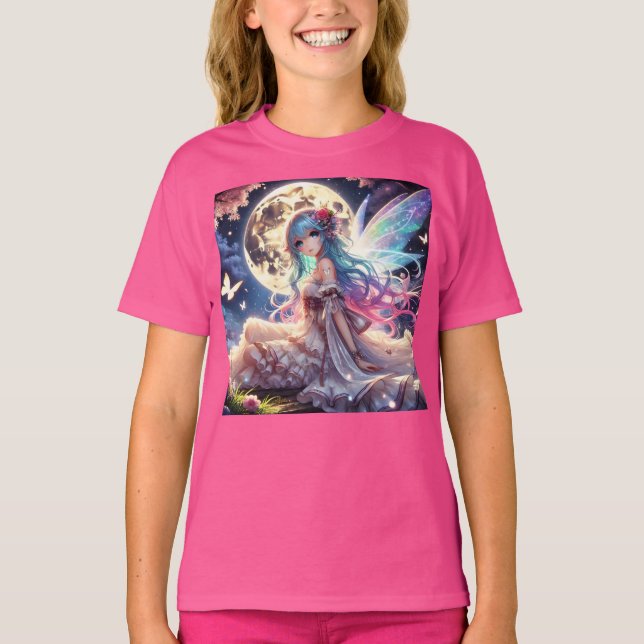 Camiseta Princesa de Fada de Lua de Anime, em Jardim (Frente)