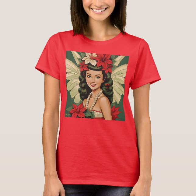 Camiseta Princesa de Natal Tropical de Retro (Frente)