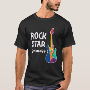 Camiseta Princesa de Rock Star Violão Colorido Amante de Mú