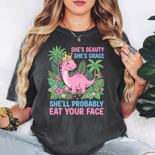 Camiseta Princesa Dinossauro Rosa Citação Engraçada e Sarcá