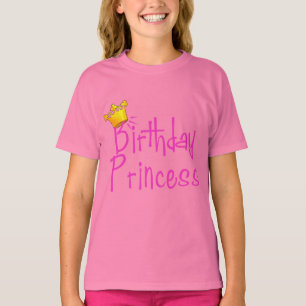 Camiseta Princesa do aniversário com coroa Dourado