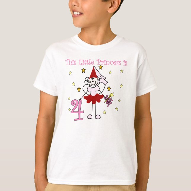 Camiseta Princesa feericamente 4o aniversário (Frente)