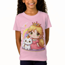 Princesa fofa personalizável com gato branco
