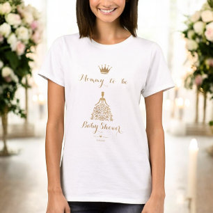 Camiseta Princesa Gliter Dourada Festa de Bebê Futuramae