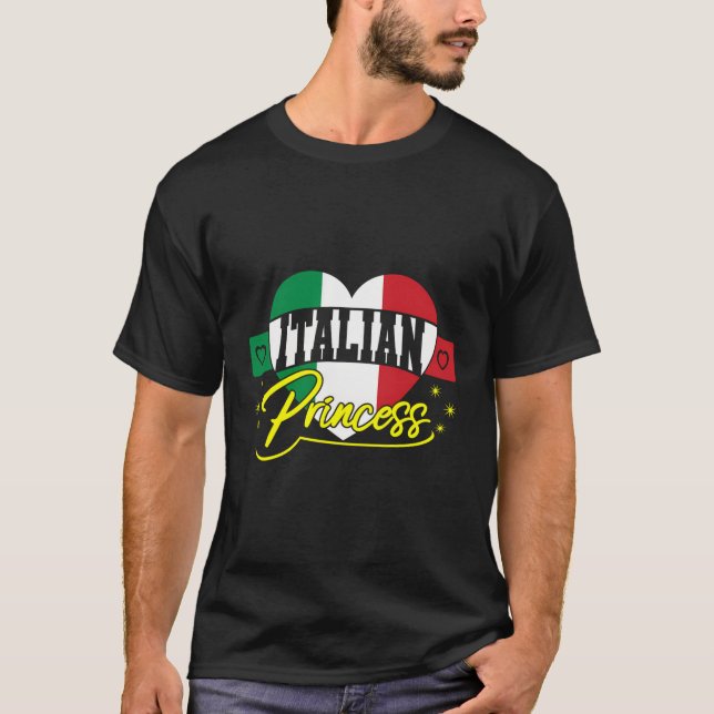 Camiseta Princesa Italiana Flag Heart (Frente)