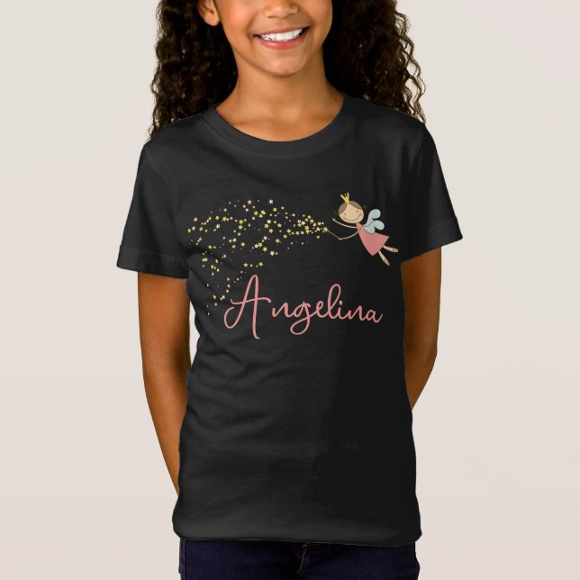 Camiseta Princesa Leiteira Rosa Doce e Estrelas Branca (Frente)