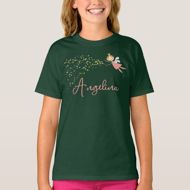 Camiseta Princesa Leiteira Rosa Doce e Estrelas Branca (Frente)